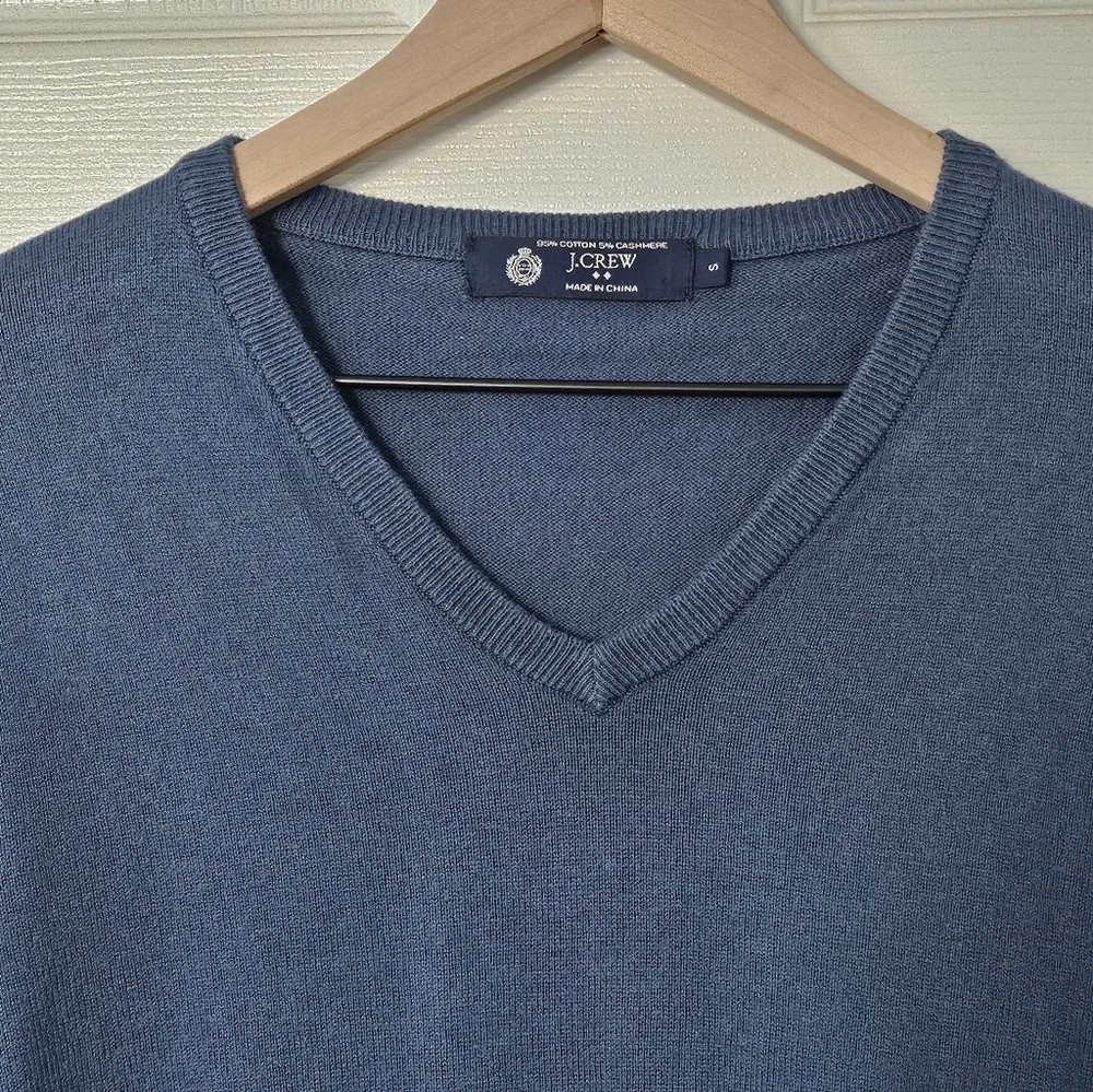 J.Crew‎ Blue Cotton Cashmere V-Neck Sweater Men’s Small